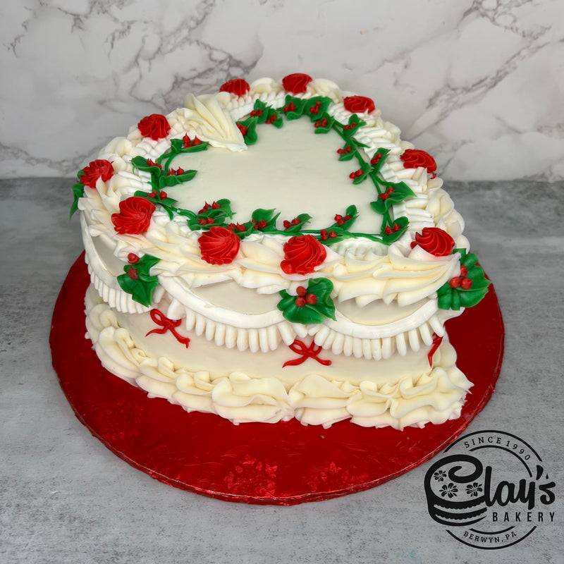 Christmas Heart Shaped Cake