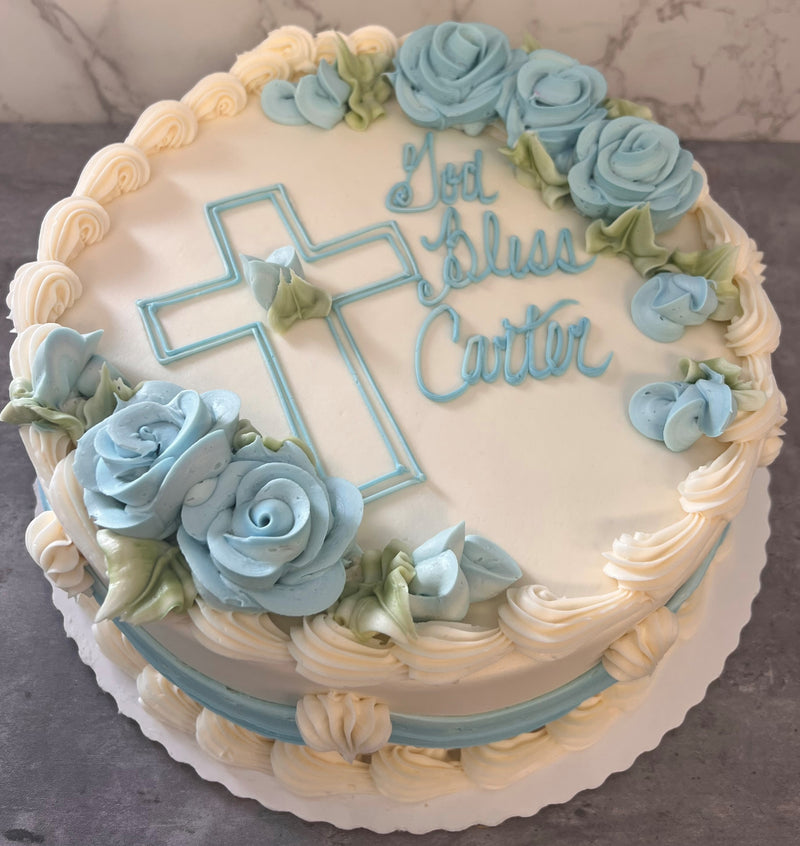 Outlined Cross with Roses