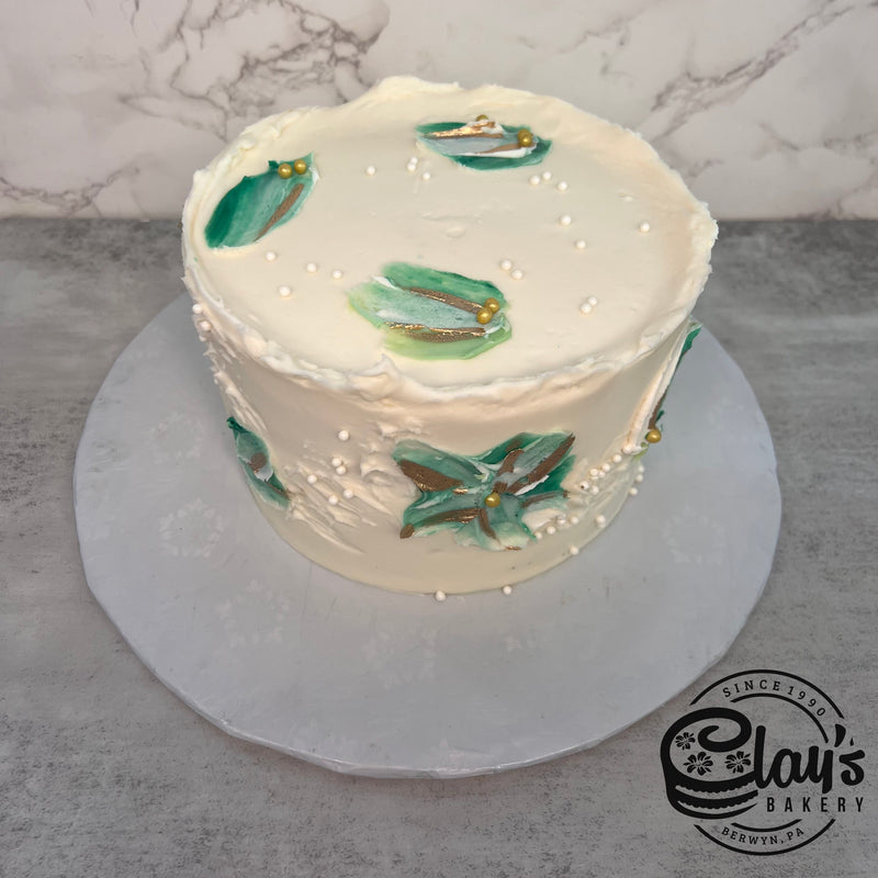 Artsy Green Leaves with Gold