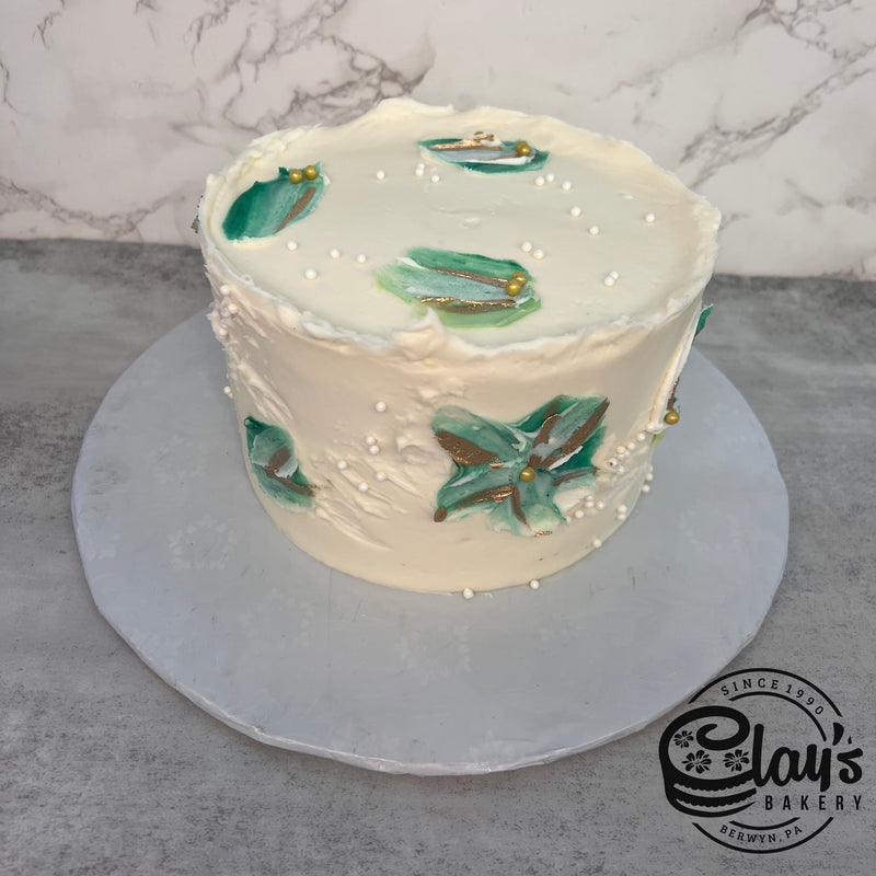 Artsy Green Leaves with Gold