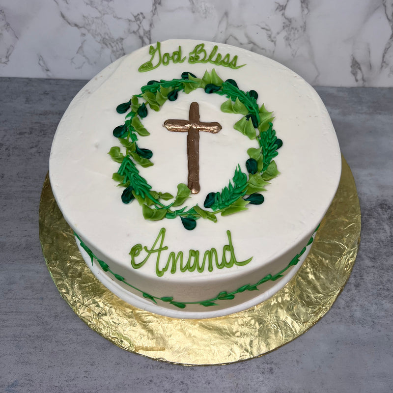 Garland Encircled Gold Cross