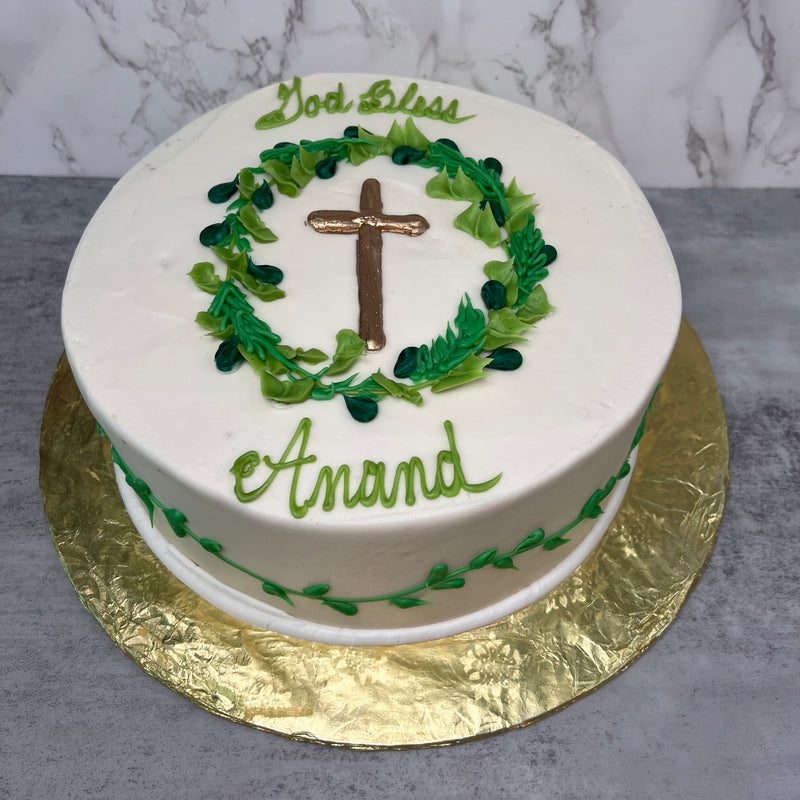 Garland Encircled Gold Cross