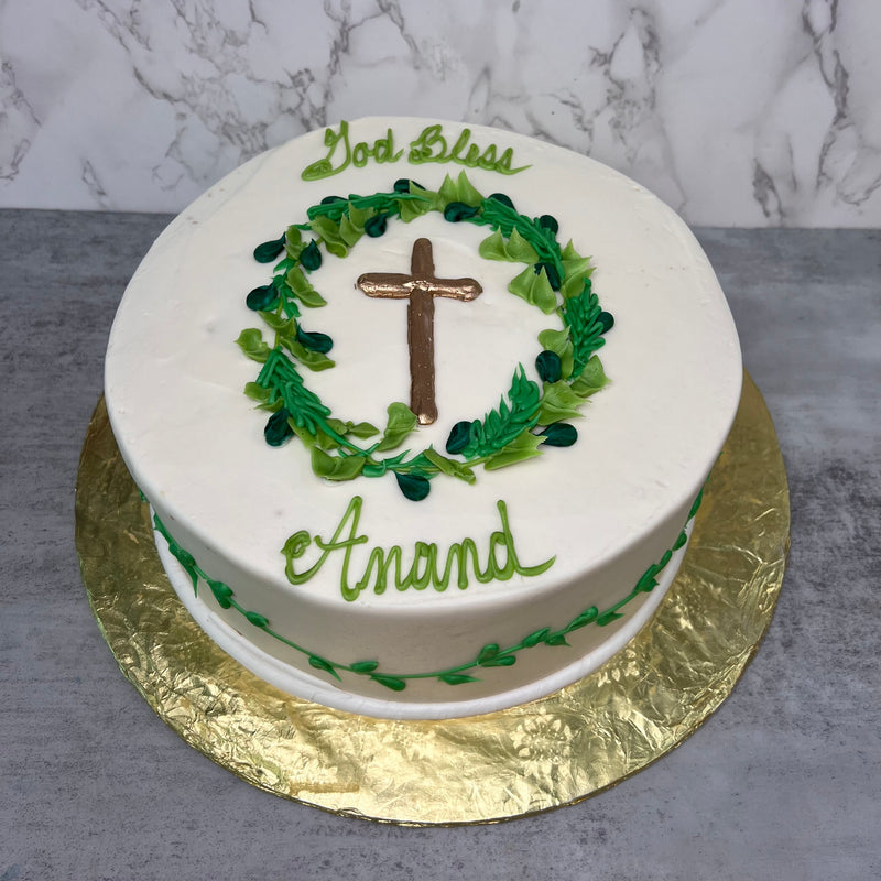 Garland Encircled Gold Cross
