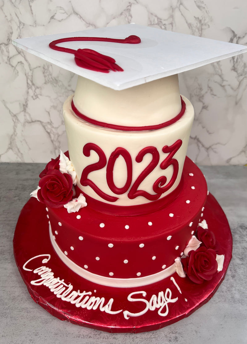 College or High School Graduation - Two Tier (Red)