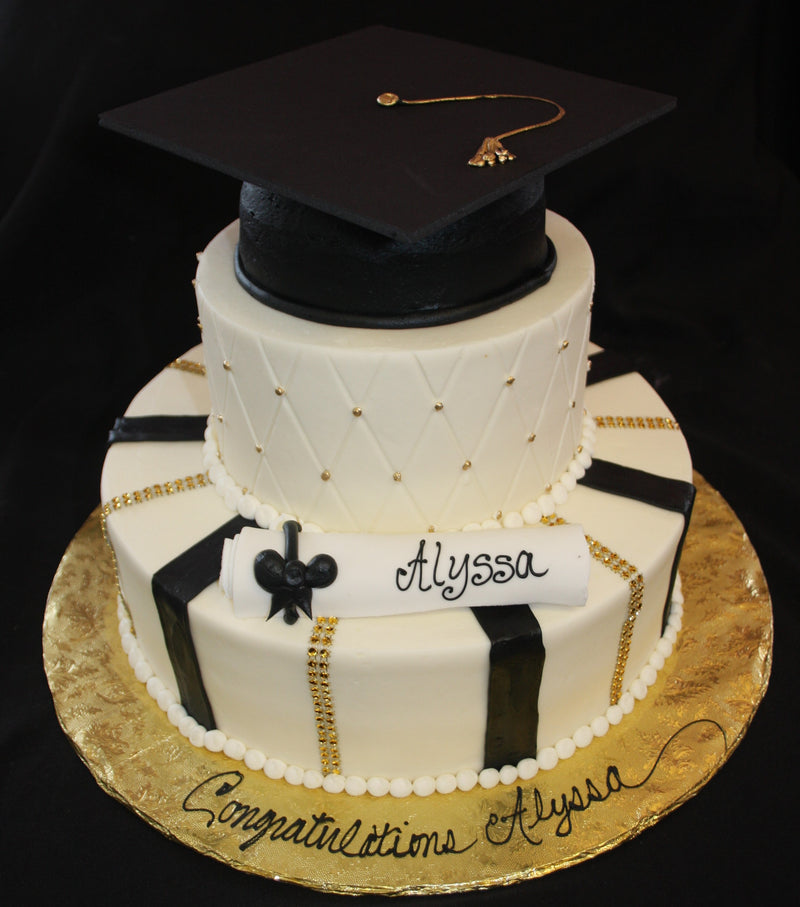 Gold and Black Graduation Two Tier