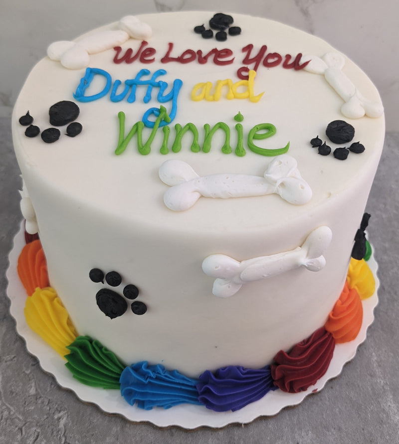 Paw Prints and Bones with Rainbow Trim