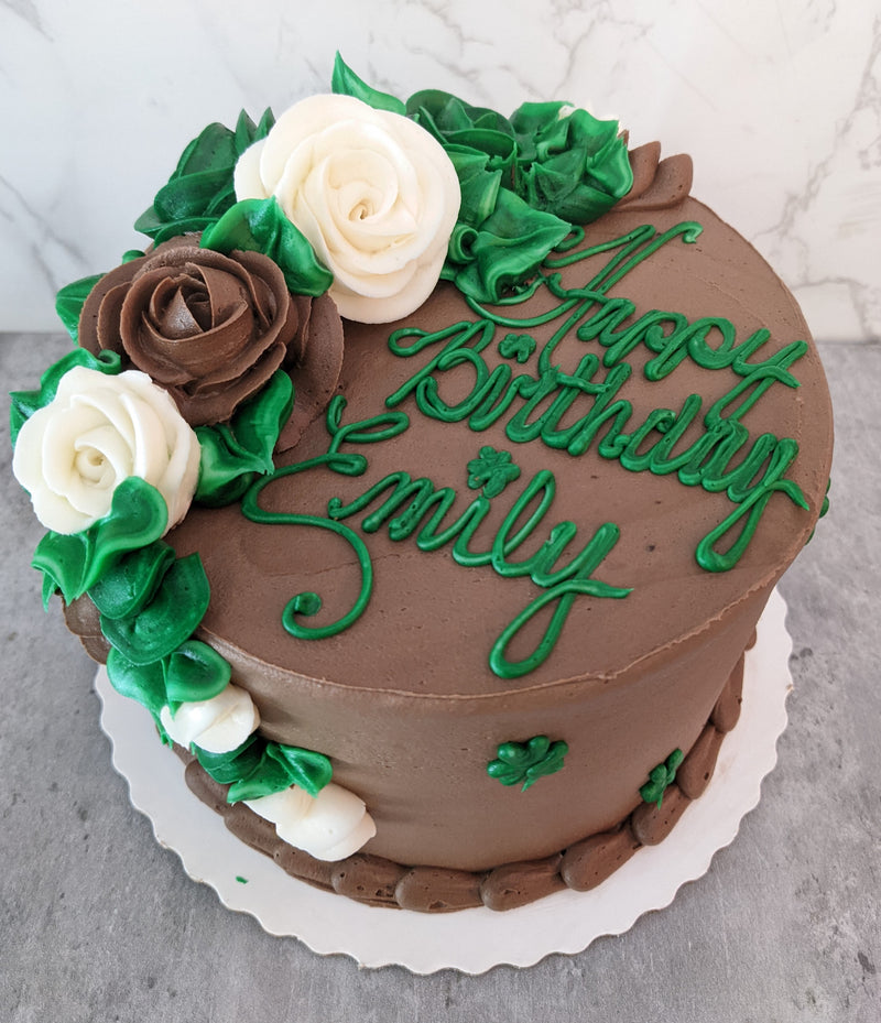 Green, White, and Chocolate Roses with Shamrocks