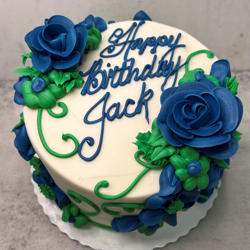 Royal Blue and Green Flowers