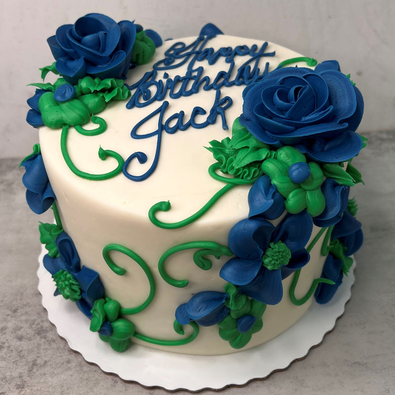 Royal Blue and Green Flowers