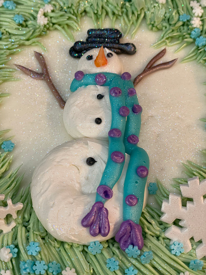 Snowman With Squiggly Green Wreath