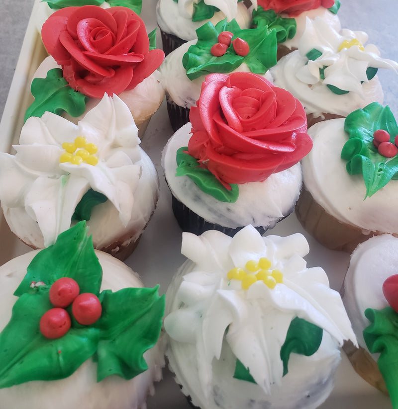 Christmas Flower Cupcakes