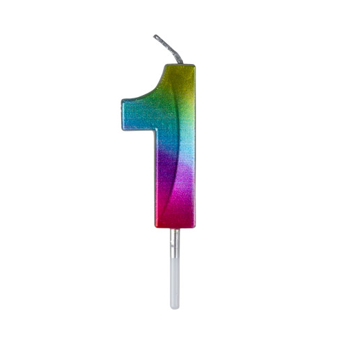 Small Rainbow Metallic Prism Number Candles