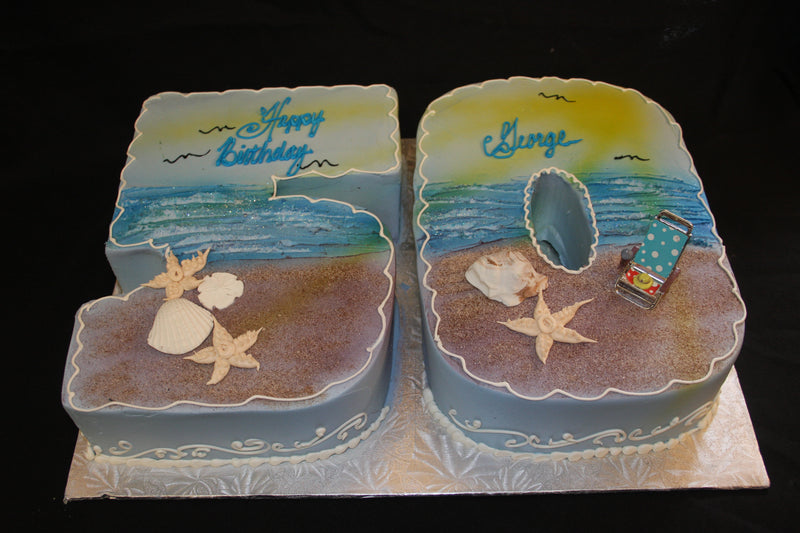 Shaped Number Beach Cake