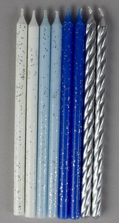 Blue Palette Glitter Party Candles - Asst. 5" Tall