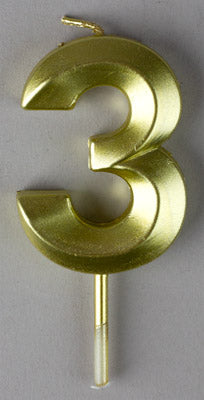 Gold Small Numeral Candle (Cake Deco)