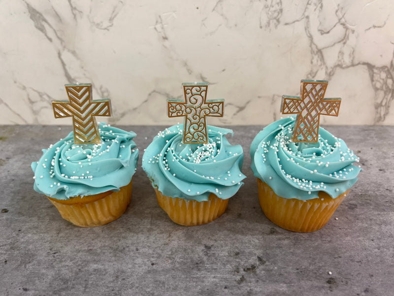 Gold Cross Cupcakes