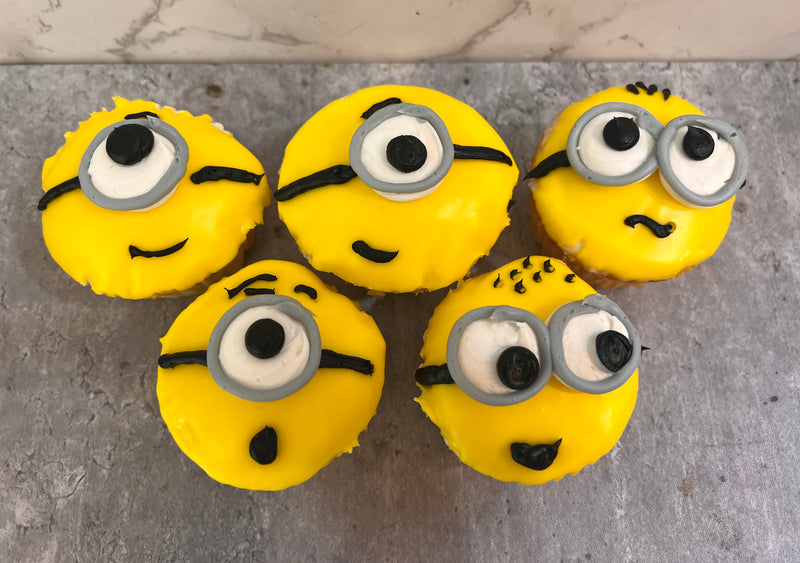 Dipped Minion Face Cupcakes