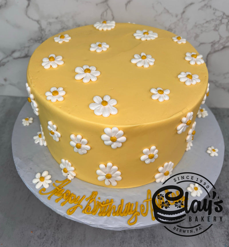 Muted Yellow with Daisies