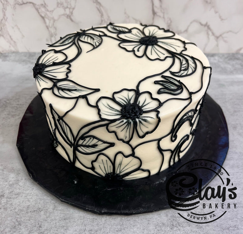 Black Floral Painted