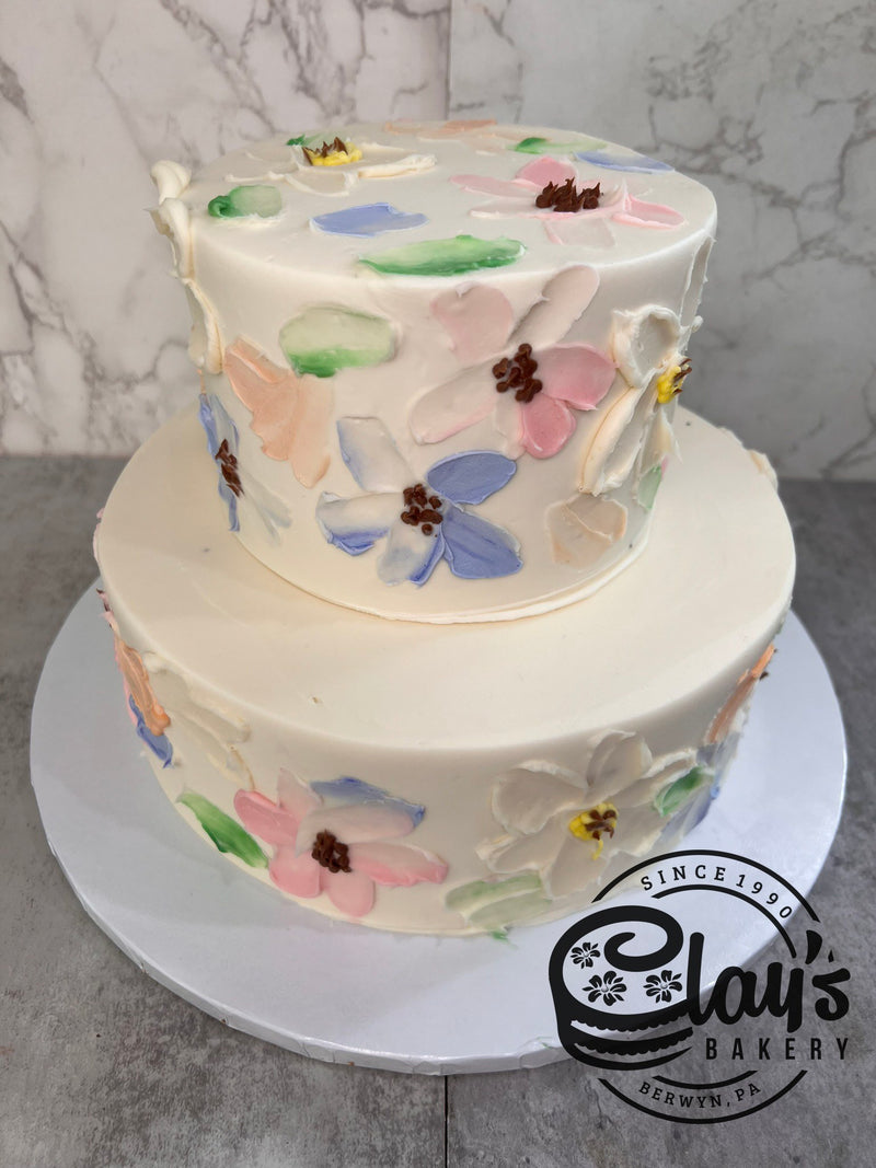 Watercolor Flowers - Two Tier