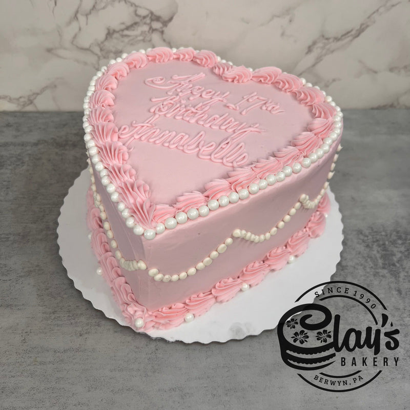 Pink Heart Shaped Cake with Beads