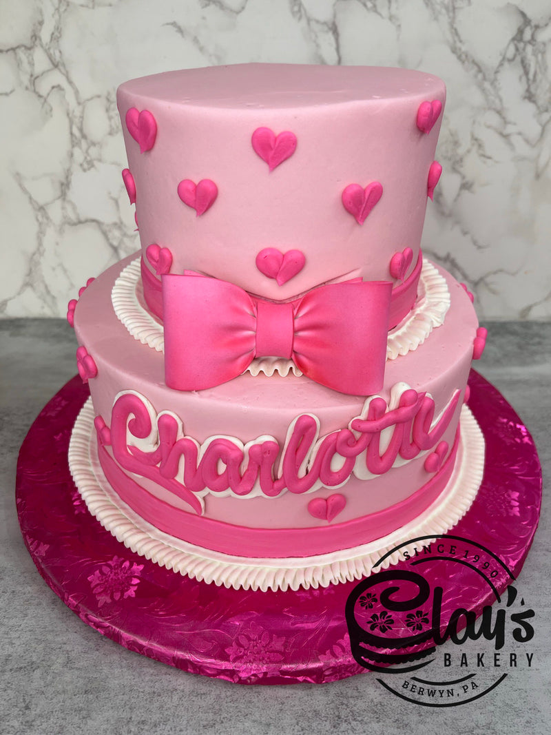 Barbie with Hearts and Bow - Two Tier