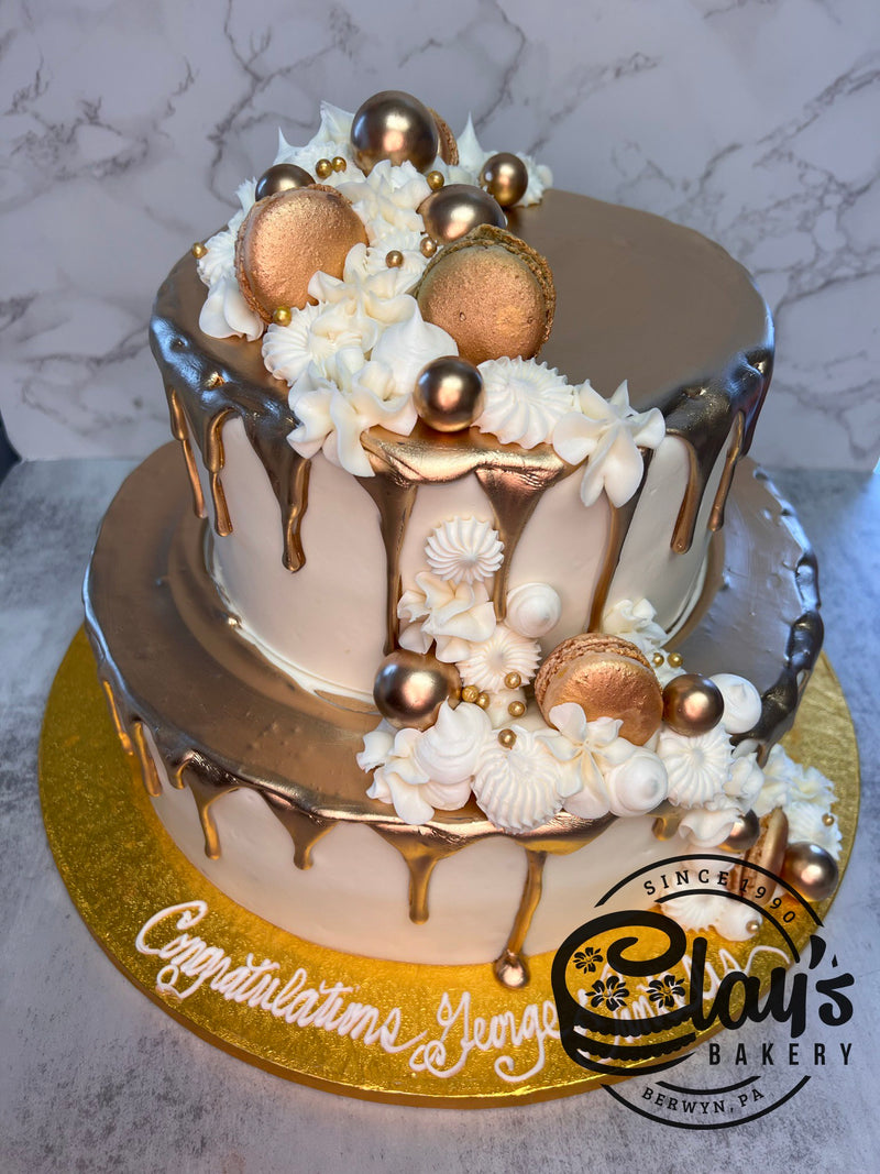 Elegant Metallic Drip - Two Tier