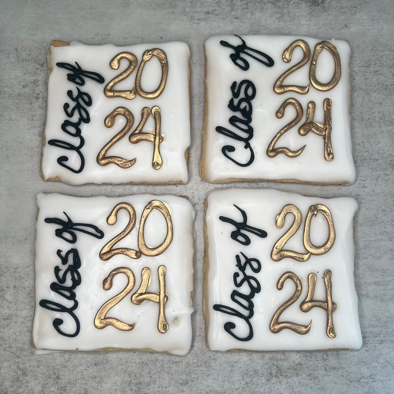 Gold and Black Square Grad Cookies
