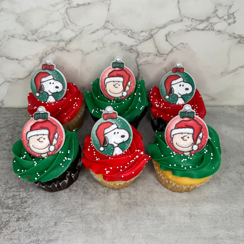 Snoopy and Charlie Brown Christmas Ring Cupcakes