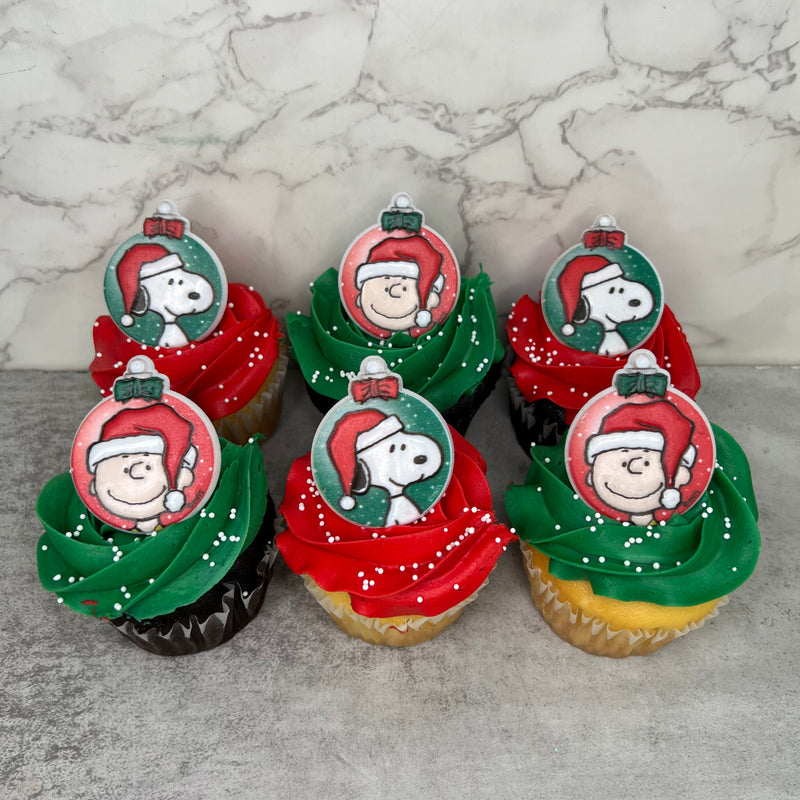 Snoopy and Charlie Brown Christmas Ring Cupcakes