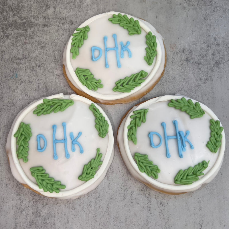 Monogram and Greenery Cookies