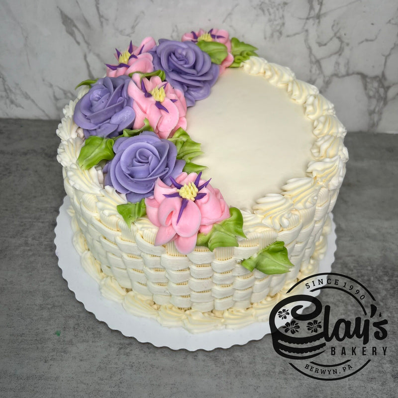 Feminine Flowers and Basket Weave Sides