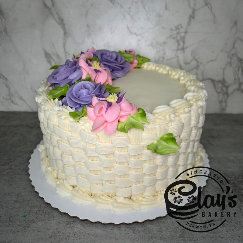 Feminine Flowers and Basket Weave Sides