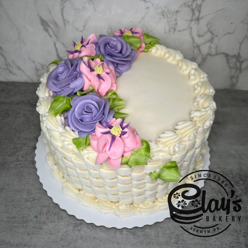 Feminine Flowers and Basket Weave Sides