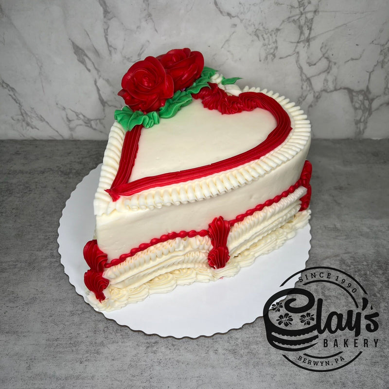 Classic Roses on Heart (Heart Shape Cake)