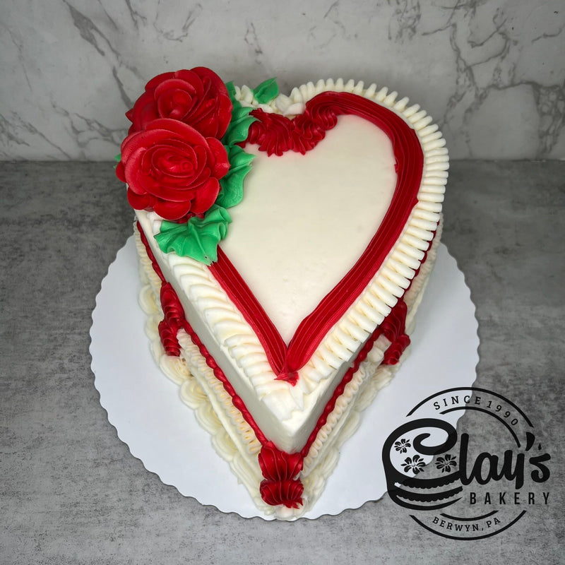 Classic Roses on Heart (Heart Shape Cake)