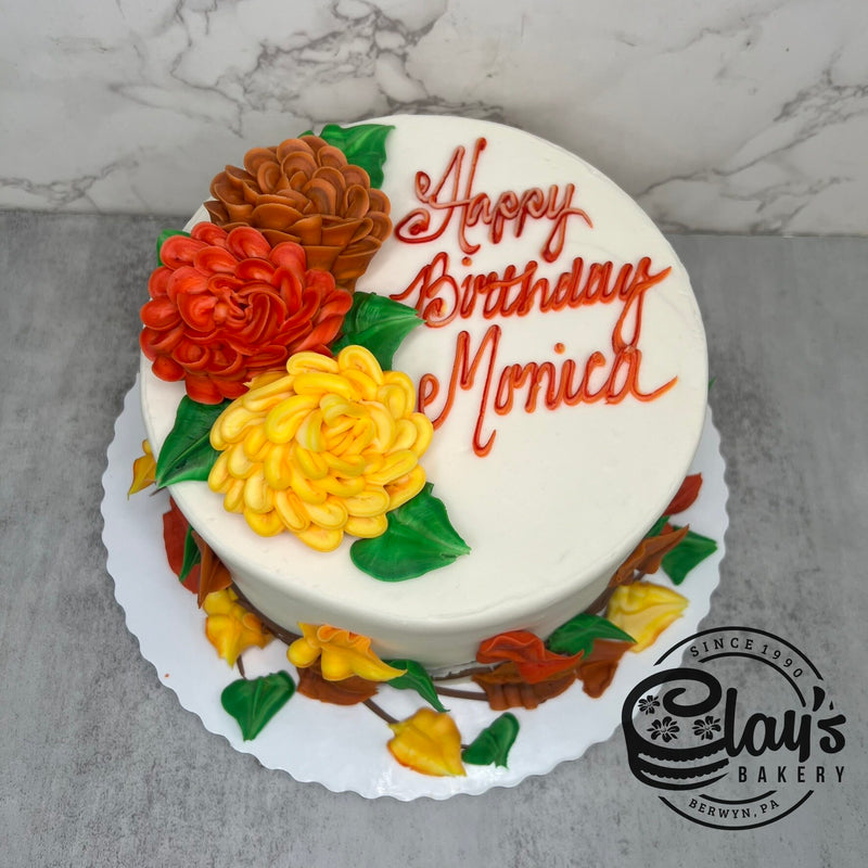 Mums and Autumn Leaves