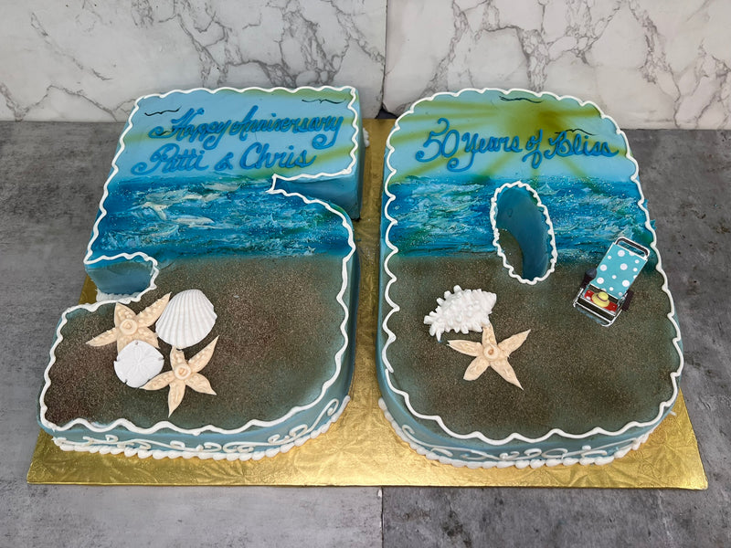 Shaped Number Beach Cake