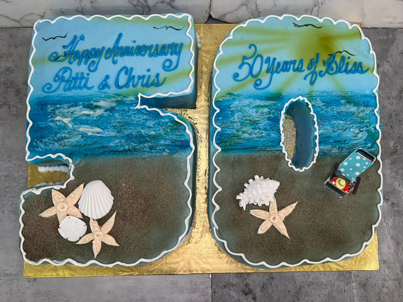 Shaped Number Beach Cake