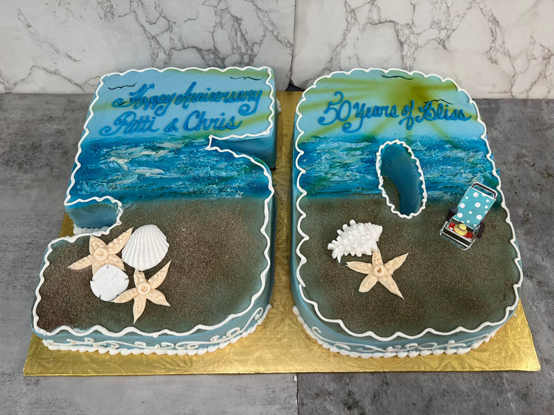 Shaped Number Beach Cake