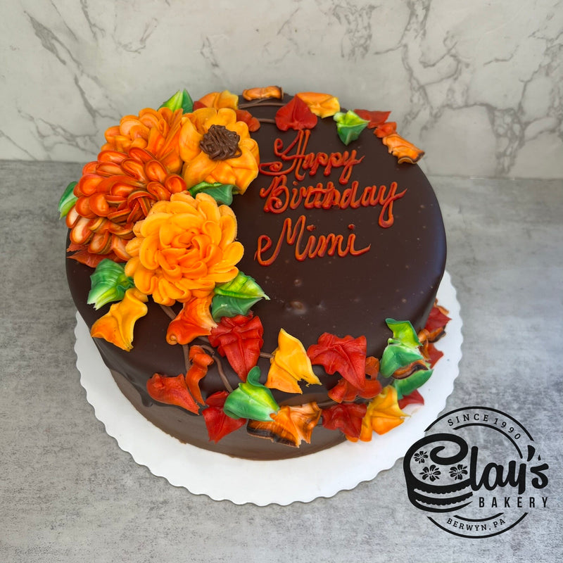 Autumn Flowers and Leaves on Drip