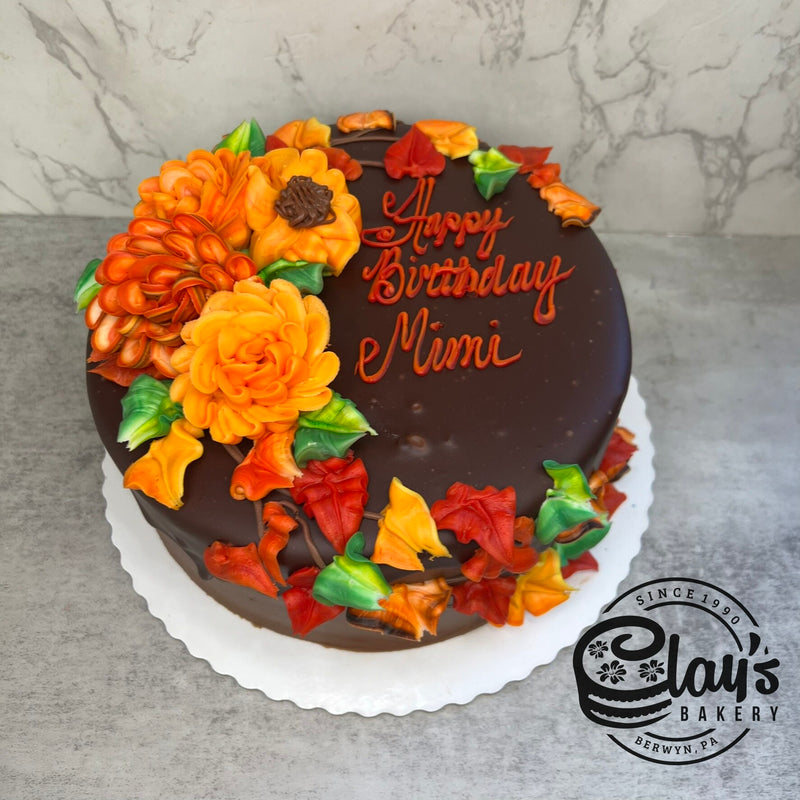 Autumn Flowers and Leaves on Drip