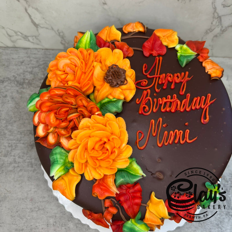 Autumn Flowers and Leaves on Drip