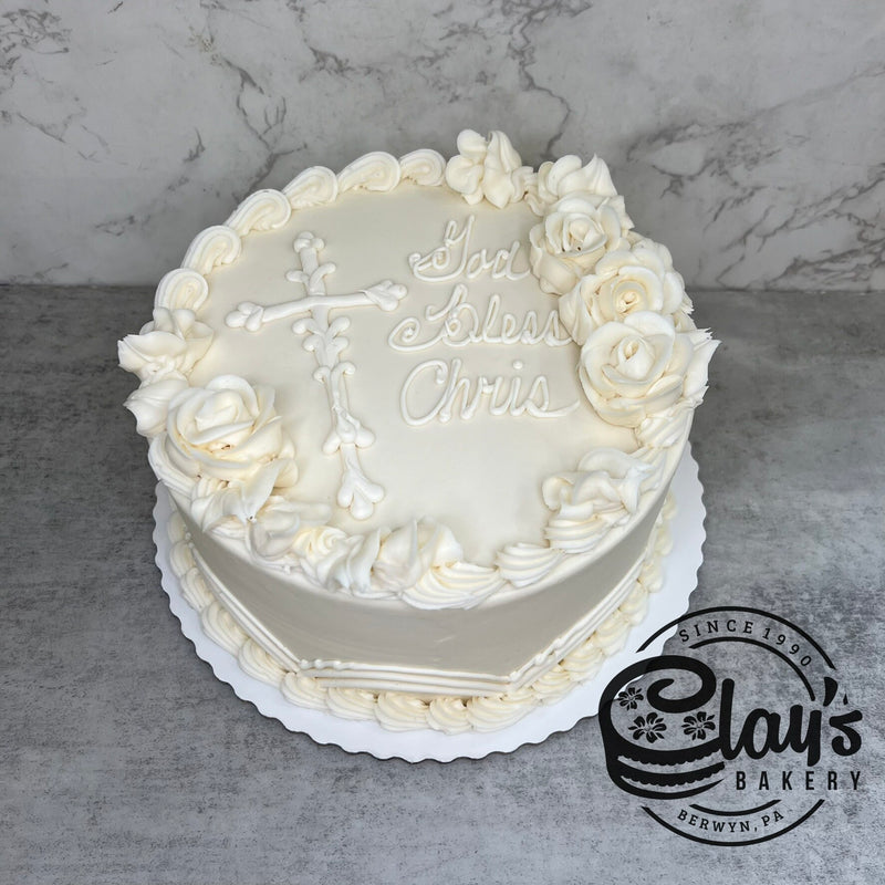 White Cross with Roses (Zero Dye)