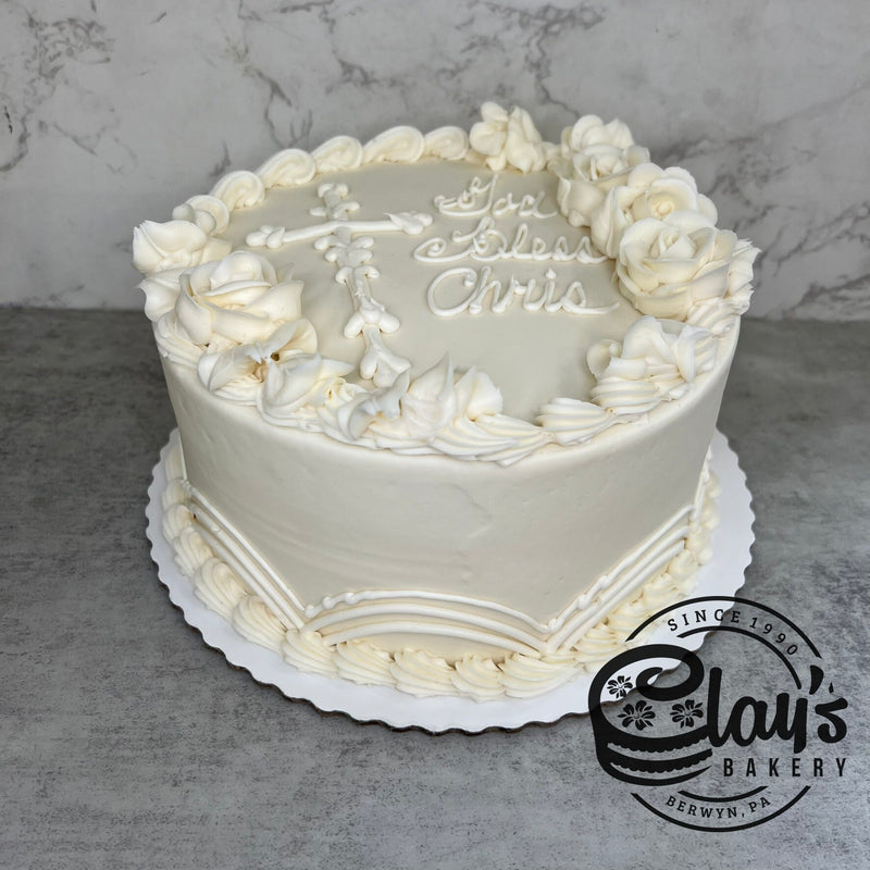 White Cross with Roses (Zero Dye)