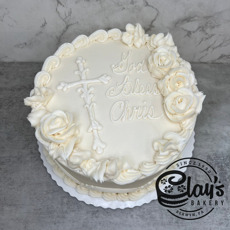 White Cross with Roses (Zero Dye)