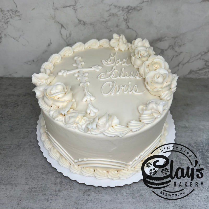 White Cross with Roses (Zero Dye)