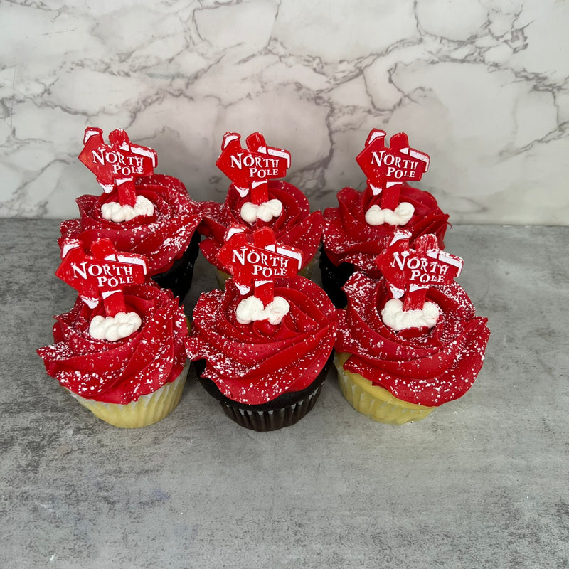 North Pole Sign Cupcakes