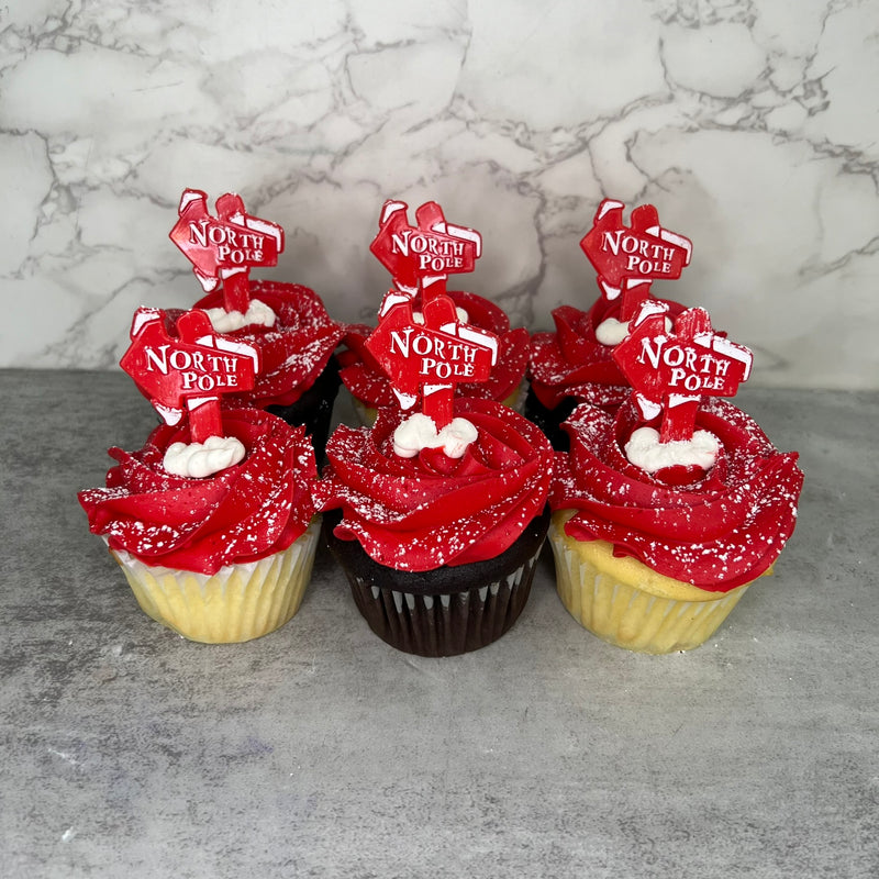 North Pole Sign Cupcakes