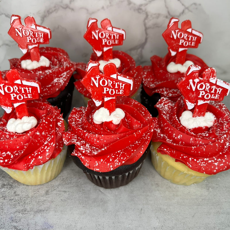 North Pole Sign Cupcakes